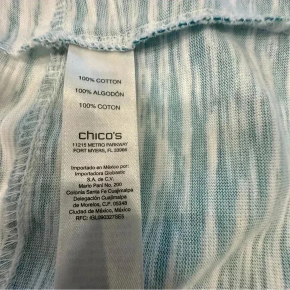 Chicos 1 Medium Green & White Stripe Open Front Cardigan Lightweight Cotton - Picture 5 of 7